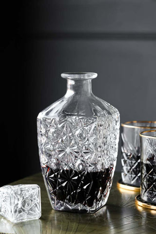 Image of the Glass Carafe With Floral Pattern
