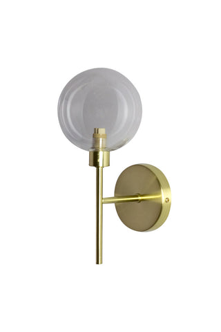 Image of the Glass Globe & Brass Wall Light on a white background