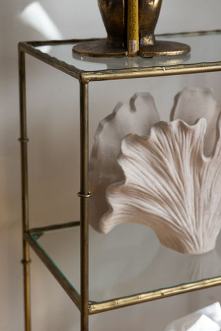 Detail image of the Gold & Glass Bamboo Shelving Unit
