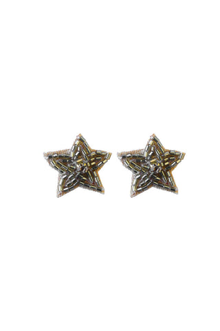 Image of the Gold Beaded Star Stud Earrings on a white background