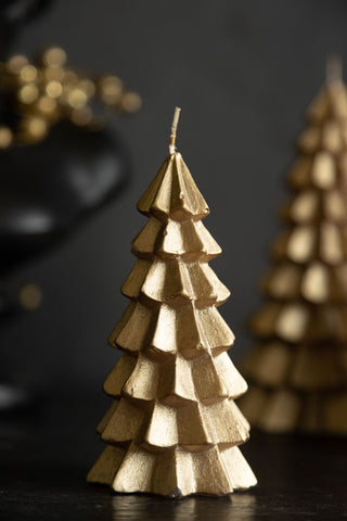 Detail image of the Gold Christmas Tree Candle - Small