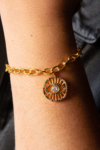 Image of the Gold Crystal Evil Eye Charm Bracelet