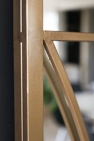 Image of the finish on the frame of the Gold Detailed Window Pane Indoor/Outdoor Mirror