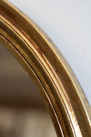 Close-up image of the frame detailing the finish on the Gold Parrot Round Wall Mirror