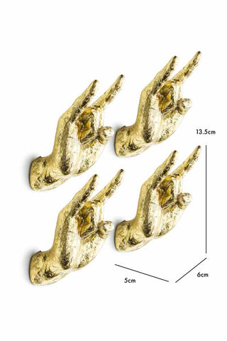 Dimension image of the Gold Set of 4 Rock On Wall Hands