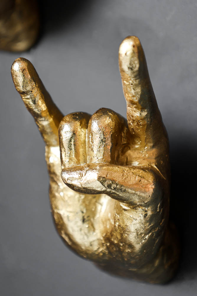 Gold Set of 4 Rock On Wall Hands