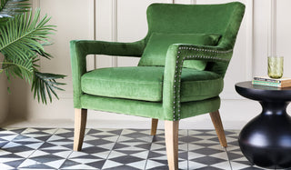 Landscape image of the Gorgeous Green Velvet Armchair