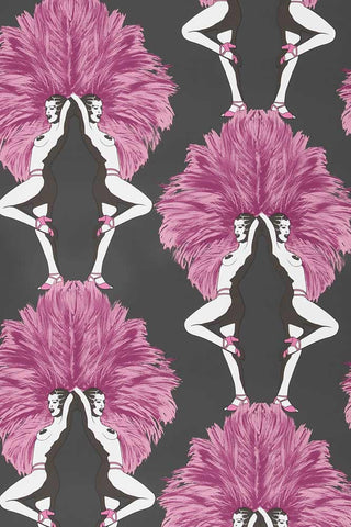 Close-up image of the Graduate Collection Showgirl Black & Hot Pink Wallpaper