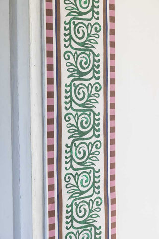 Lifestyle image of the Green & Pink Patterned Border Wallpaper