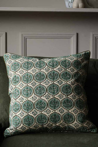 Image of the Green Clover Block Printed Cushion