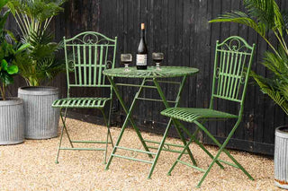 Landscape image of the Green Metal Garden Table & Chair Set