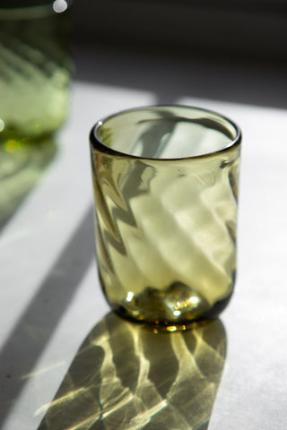Image of the Green Twist Water Glass