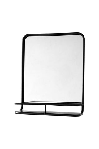 Image of the Gun Metal Mirror With Shelf on a white background