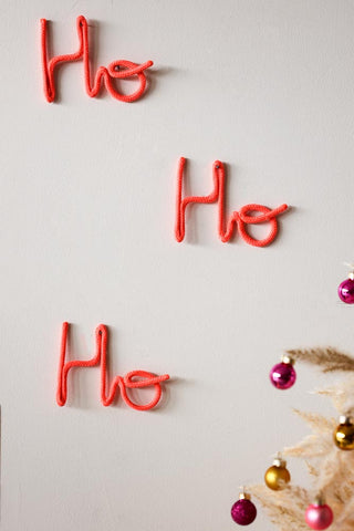 Image of the Ho Ho Ho Coral Rope Sign Christmas Decoration