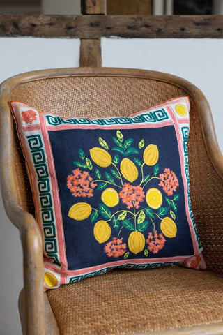 Lifestyle image of the Recycled Lemon Grove Cushion
