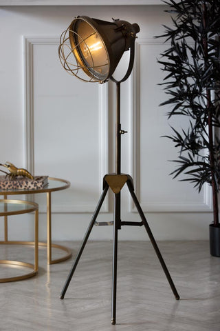 Image of the Industrial-Style Battery Powered Tripod Floor Lamp