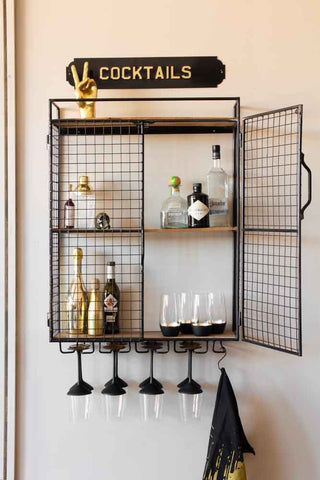 Lifestyle image of the Industrial Wine Wall Shelving Unit