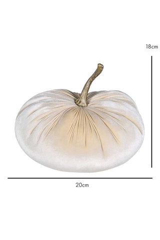 Dimension image of the Ivory White Velvet Pumpkin