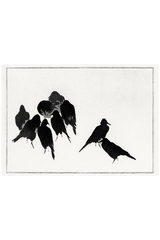 Image of the Japanese Black Birds Art Print - Unframed