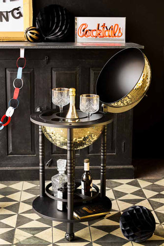 Image of the Gold Disco Ball Drinks Trolley in a party setting