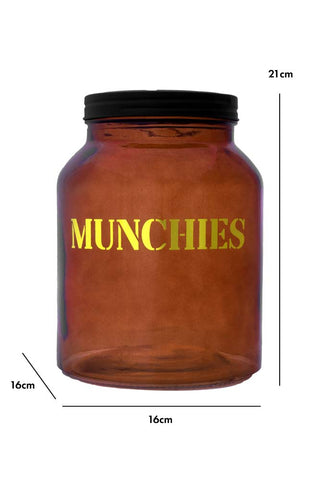 Dimension image of the Amber Glass Storage Jar With Black Lid - Munchies