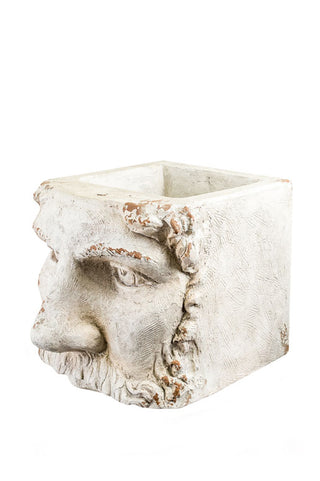 Image of the Large Rustic Stone Effect Classical Face Planter on a white background
