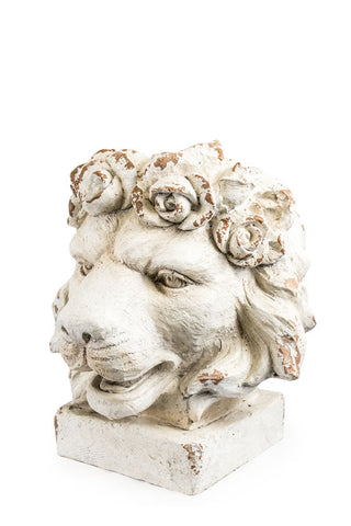 Image of the Large Rustic Stone Effect Lion Head Planter on a white background