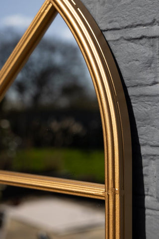 Detail image of the Tall Gold Arched Garden Mirror