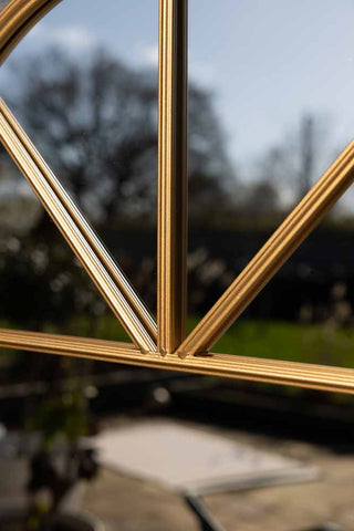 Image of the Tall Gold Arched Garden Mirror
