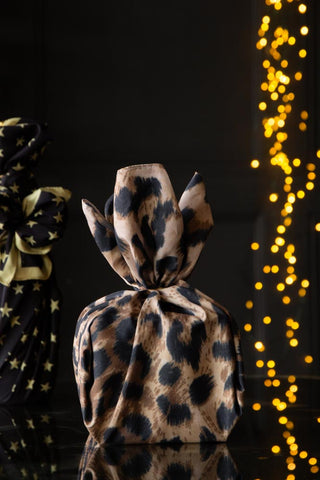 Image of the Reusable Leopard Print Furoshiki Fabric Gift Wrap