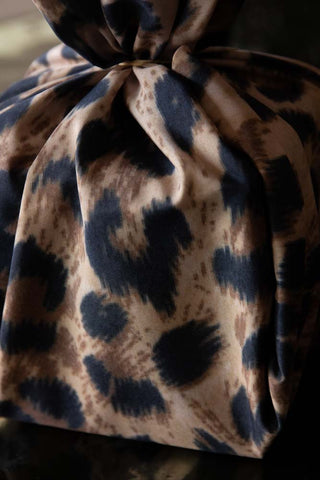 Close-up image of the Reusable Leopard Print Furoshiki Fabric Gift Wrap