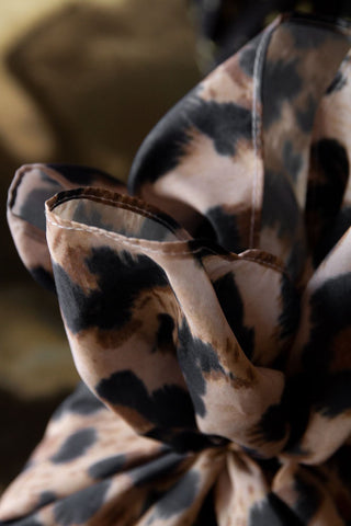 Image of the finish on the Reusable Leopard Print Furoshiki Fabric Gift Wrap