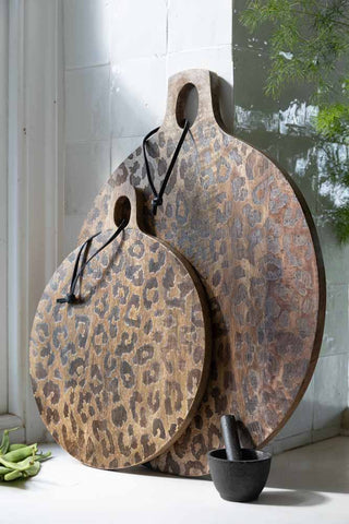 Detail image of the Leopard Print Mango Wood Serving Board - Small