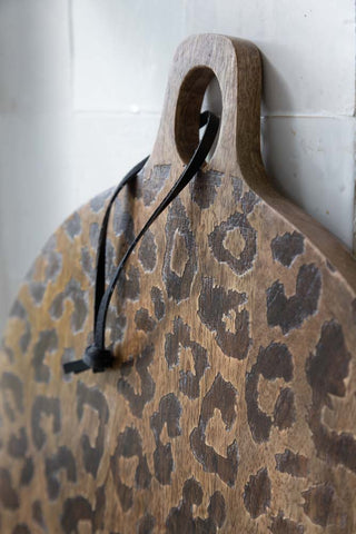 Image of the handle for the Leopard Print Mango Wood Serving Board - Small