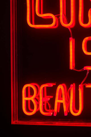 Close-up image of the Life Is Beautiful LED Neon Acrylic Light Box