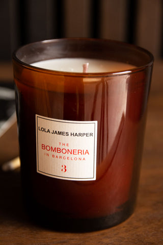 Close-up lifestyle image of the Lola James Harper Bomboneria Candle