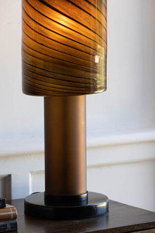 Image of the base of the Mahogany Brown Marble Table Lamp