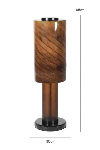 Dimension image of the Mahogany Brown Marble Table Lamp
