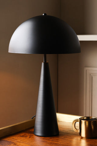 Image oft the Sublime Matt Black Table Lamp lit