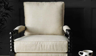 Landscape image of the Natural Linen & Black Bobbin Armchair