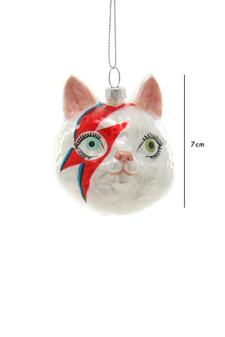 Dimension image of the Meowie Bowie Christmas Tree Decoration
