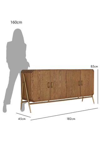 Image of the Mid-Century Natural Oak Sideboard on a white background with silhouette