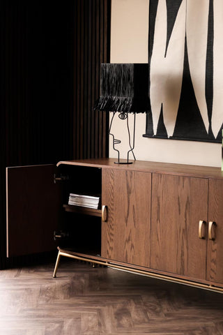 Image of the Mid-Century Natural Oak Sideboard with a door open