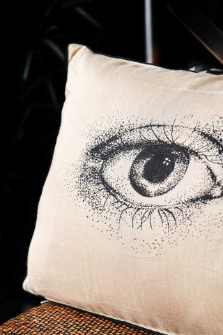 detail image of Mind's Eye Silk Cushion on a black background