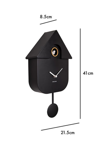 Image of the Modern Black Cuckoo Wall Clock on a white background