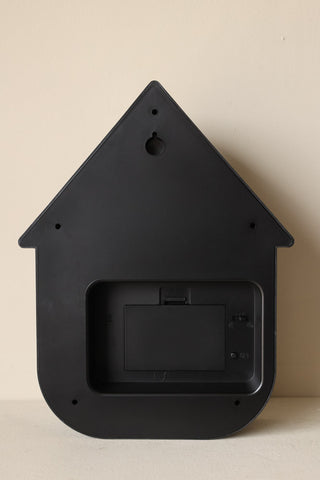 Image of the back of the Modern Black Cuckoo Wall Clock