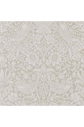 Sample image of the Morris Pure Wallpaper - Pure Strawberry Thief - Silver Stone