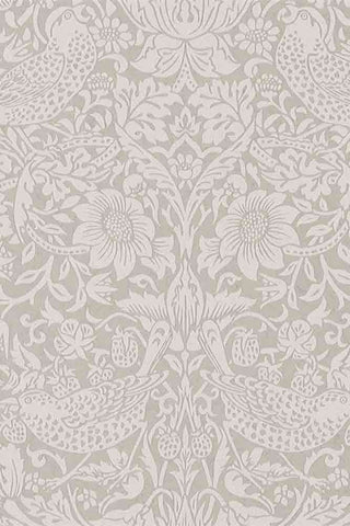 Image of the Morris Pure Wallpaper - Pure Strawberry Thief - Silver Stone