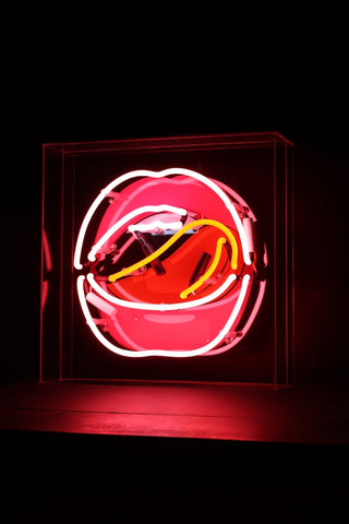 Image of the Mouth Neon Light Box angled slightly to the left