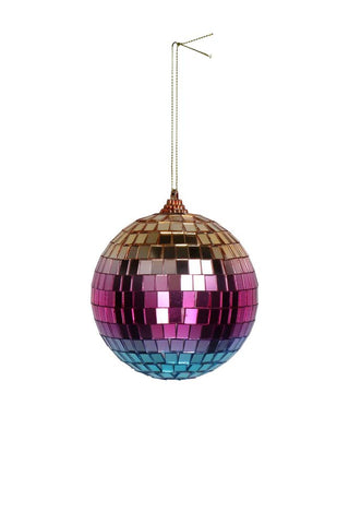 Image of the Multi-coloured Disco Ball Christmas Decoration on a white background